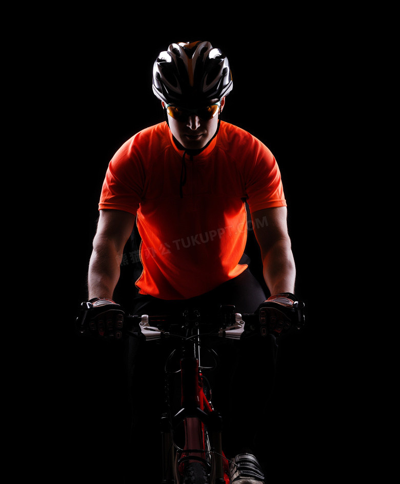 骑自行车的橙色装车手摄影高清图片