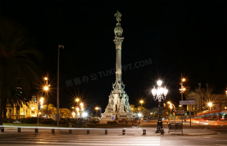 巴塞罗那哥伦布纪念碑摄影高清图片