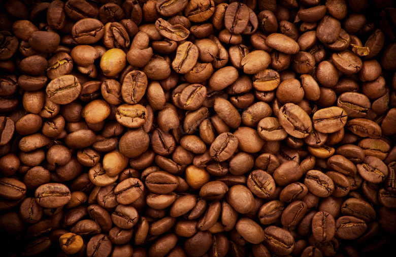 颗粒饱满的咖啡豆特写摄影高清图片
