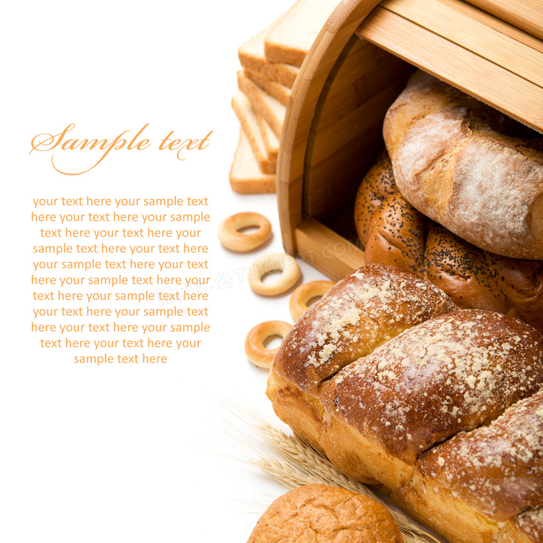 面包圈面包片与烤面包摄影高清图片