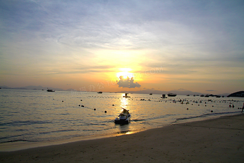 巽寮湾海边落日风光摄影图片