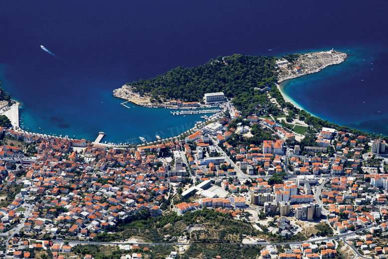 克罗地亚欧洲海边全景摄影图片