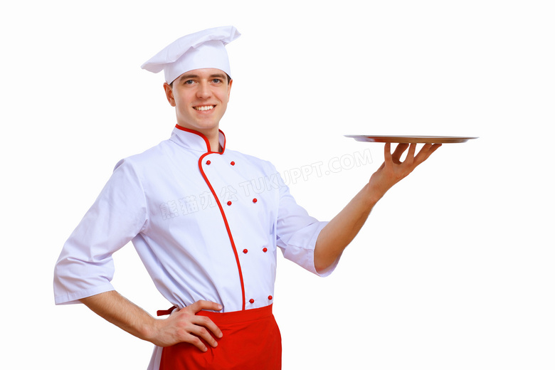 单手托盘子的厨师人物摄影高清图片