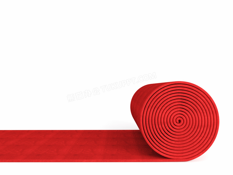 卷起来的红色地毯特写摄影高清图片