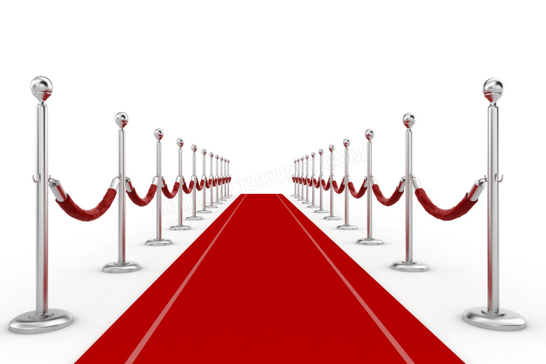 银白色护栏与红色地毯设计高清图片
