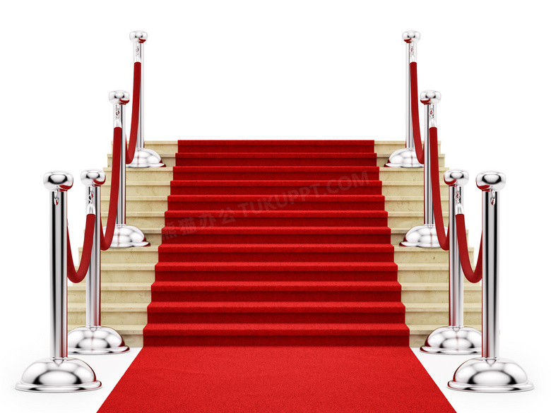 护栏与铺着红毯的台阶设计高清图片