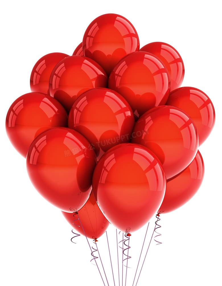 鲜艳红色质感气球组合摄影高清图片