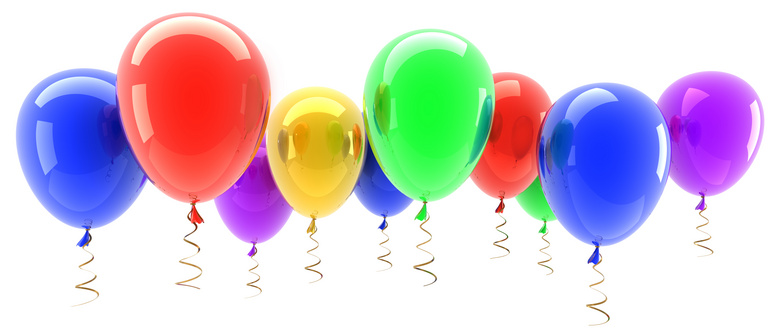 缤纷鲜艳的七彩氢气球摄影高清图片