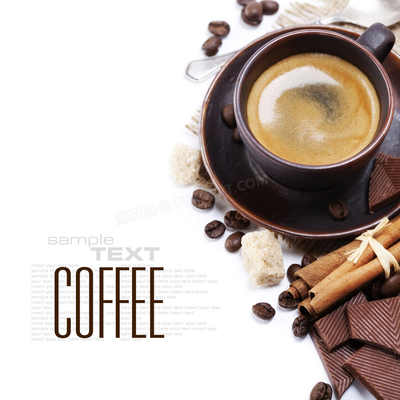 咖啡杯子巧克力与香料摄影高清图片