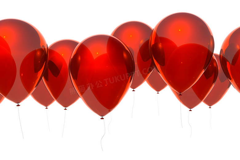 多个飘着的红色氢气球摄影高清图片