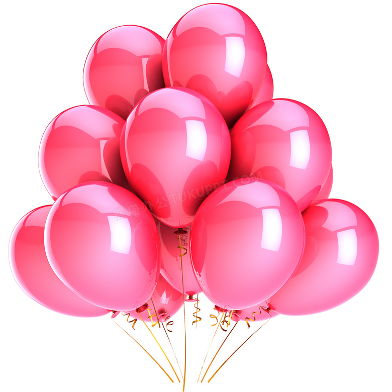 多个飘着的粉红色气球摄影高清图片