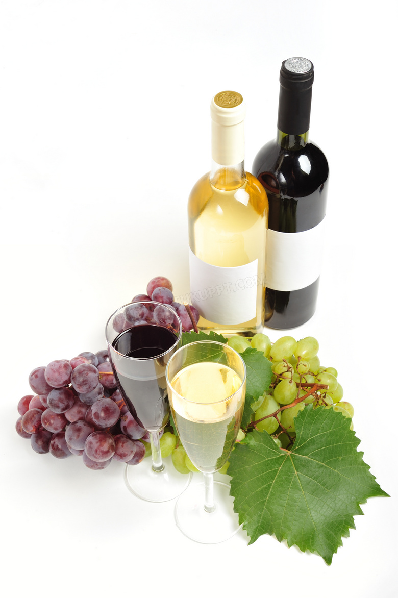 葡萄与葡萄酒高脚杯摄影高清图片