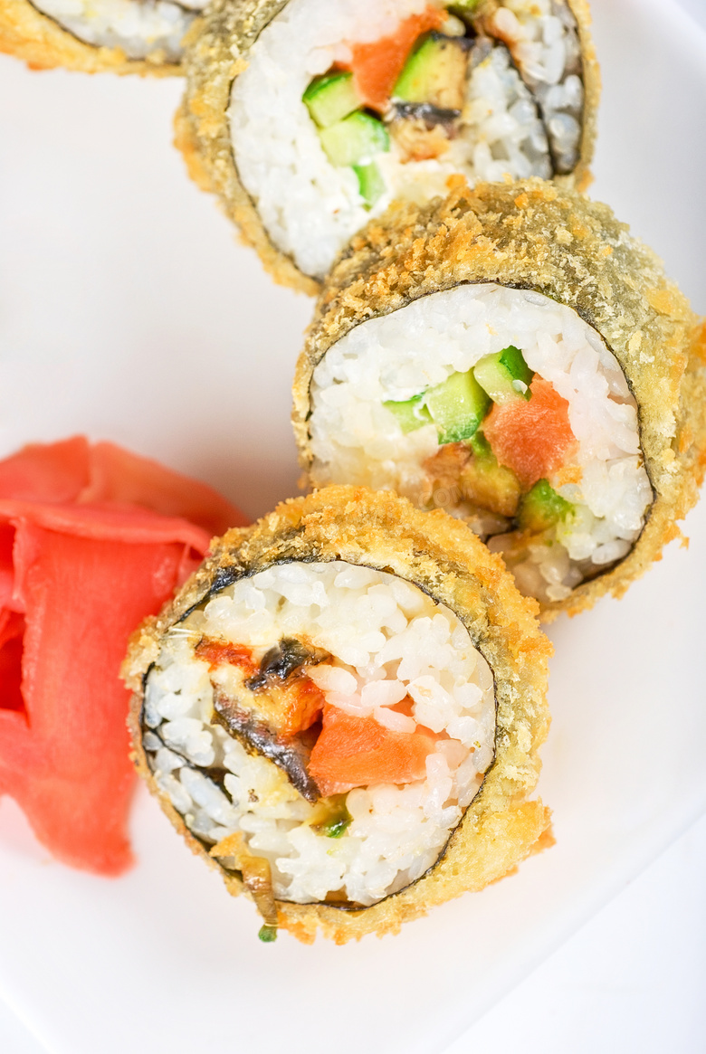 美味可口寿司卷摄影高清图片