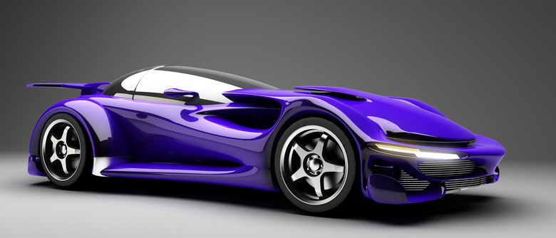 紫颜色泛着光泽的概念跑车高清图片