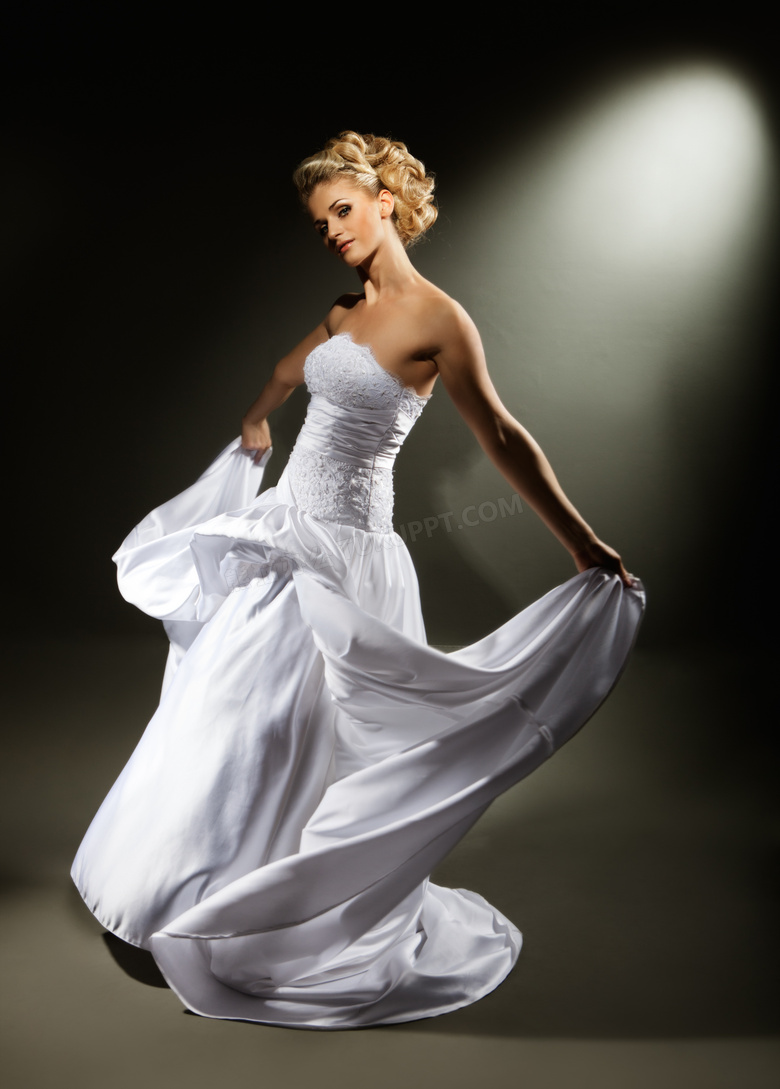 穿白色婚纱礼服的新娘摄影高清图片