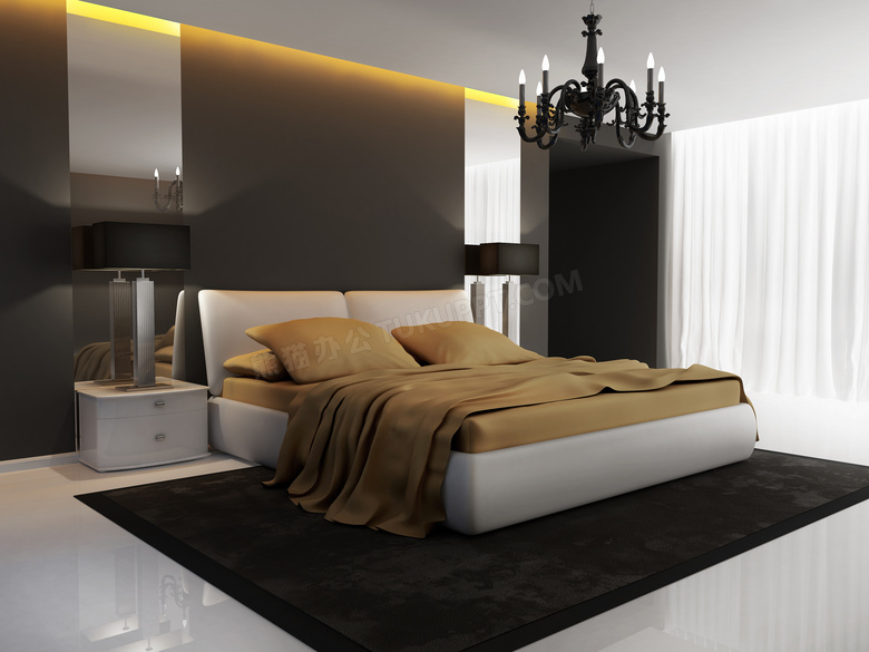 宽敞的卧室装饰效果渲染高清图片