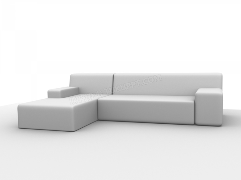 白色L形组合沙发效果图高清图片