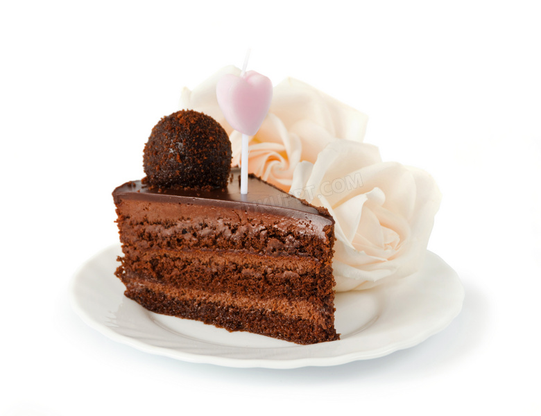 巧克力蛋糕切块近景摄影高清图片