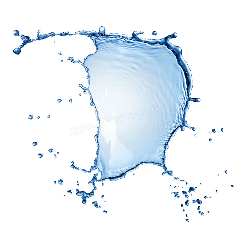 蓝色液态水花喷溅效果高清图片