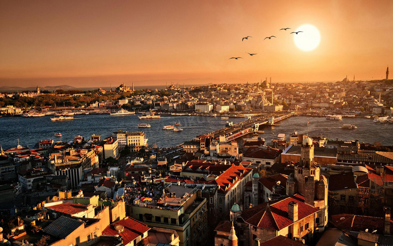 土耳其伊斯坦布尔日落摄影图片