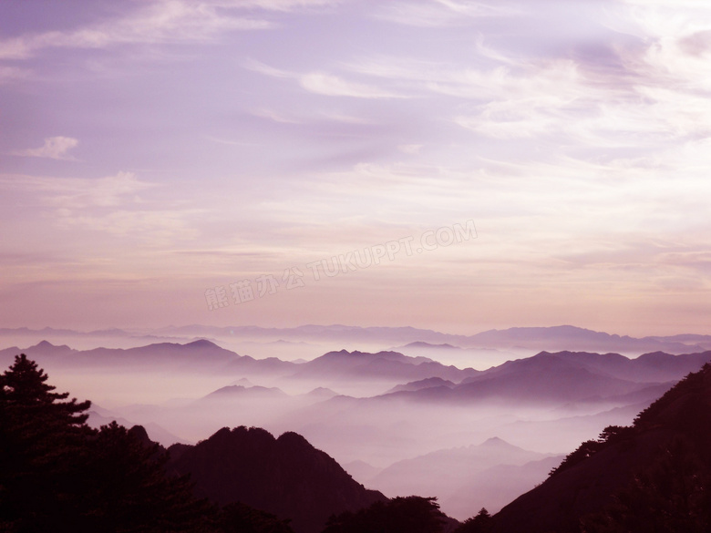 黄山顶峰云海云雾摄影图片