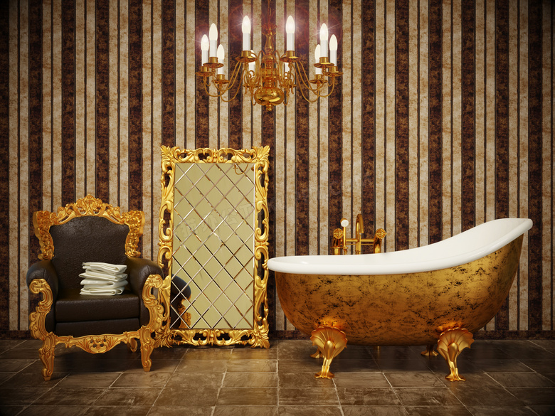 欧式浴缸沙发等室内家具摄影高清图片