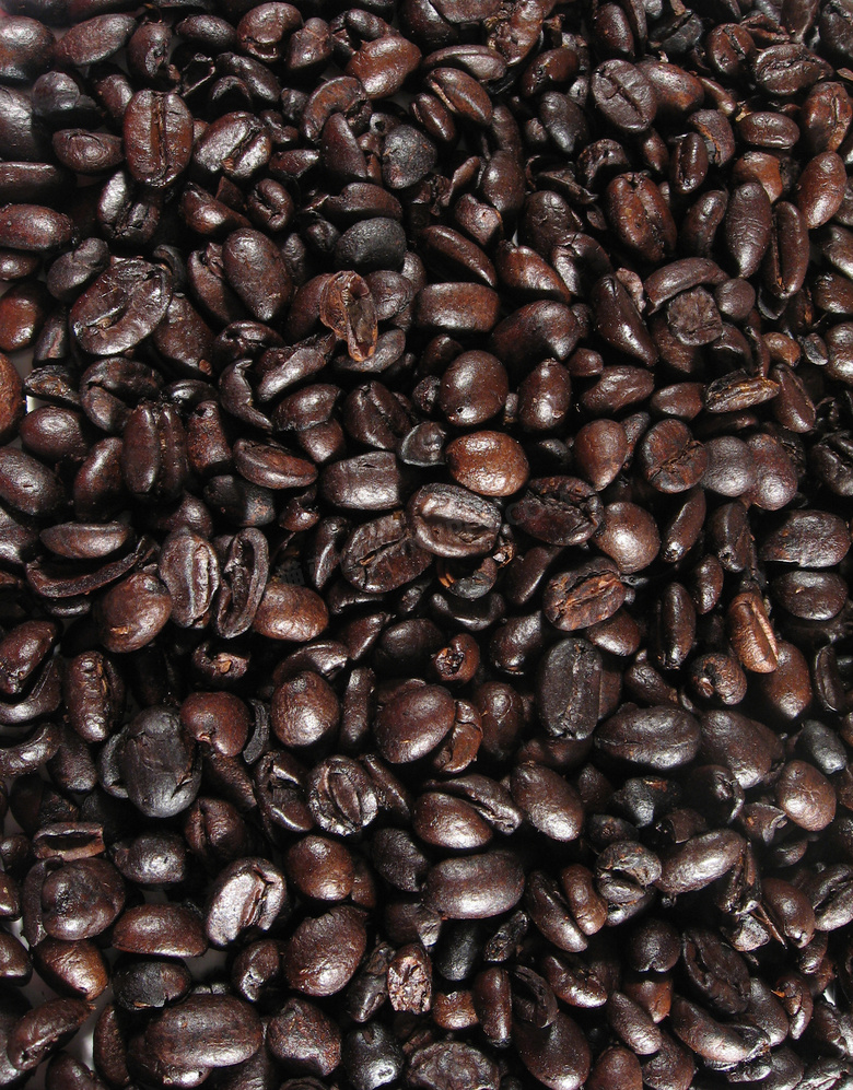 深褐色咖啡豆特写高清摄影图片