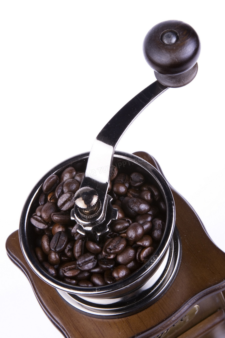 咖啡研磨机与咖啡豆高清摄影图片