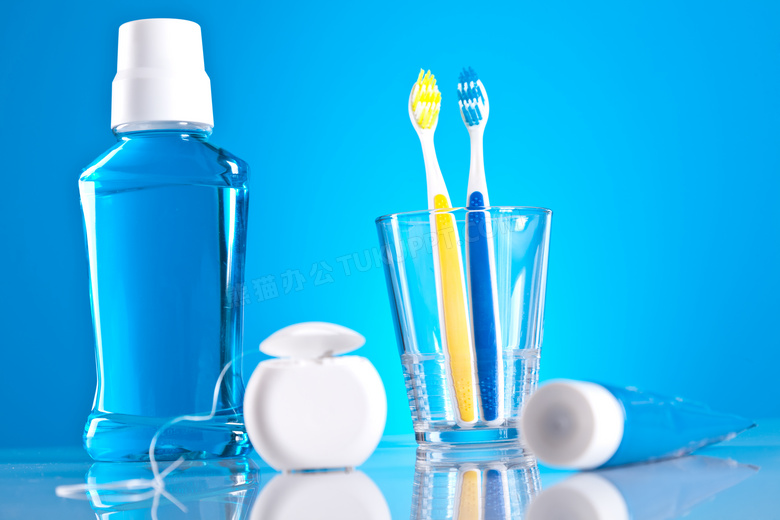 漱口水牙膏等口腔护理产品高清摄影图片