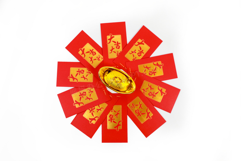 新年元宝红包摆拍
