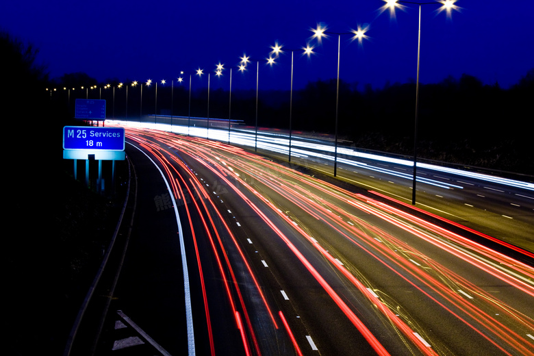 高速公路夜景高清创意摄影图片
