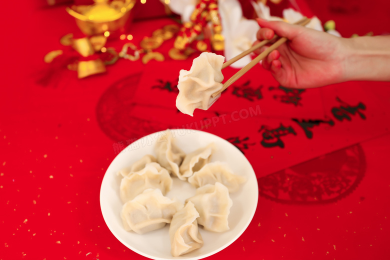 中国年传统美食水饺特写