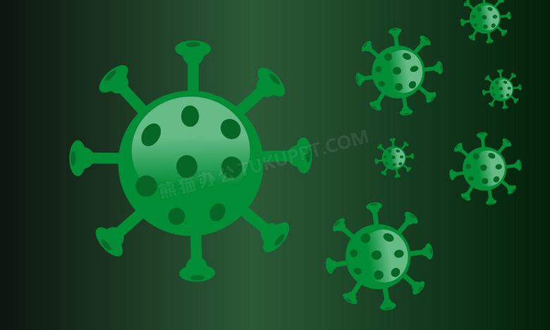 绿色卡通风格病毒群图片