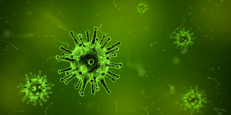 绿色背景新冠状病毒图片