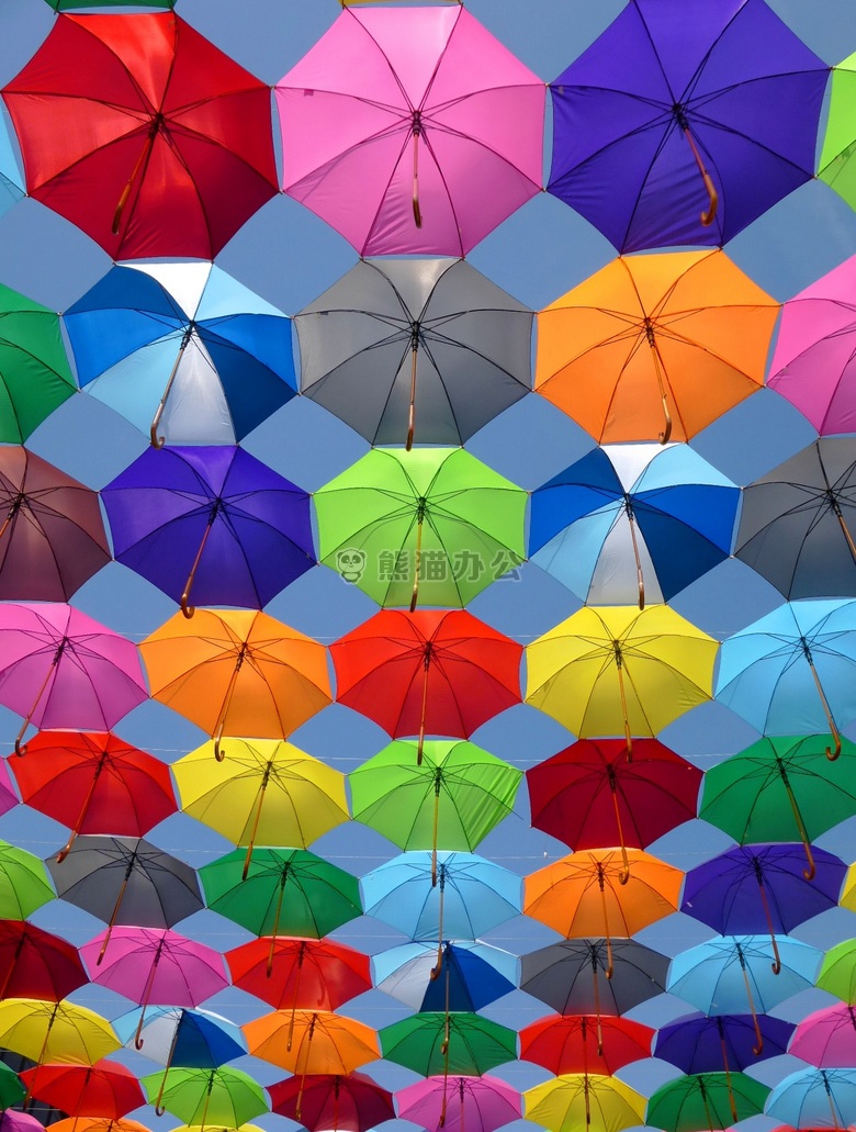 丰富多彩的 艳 雨伞