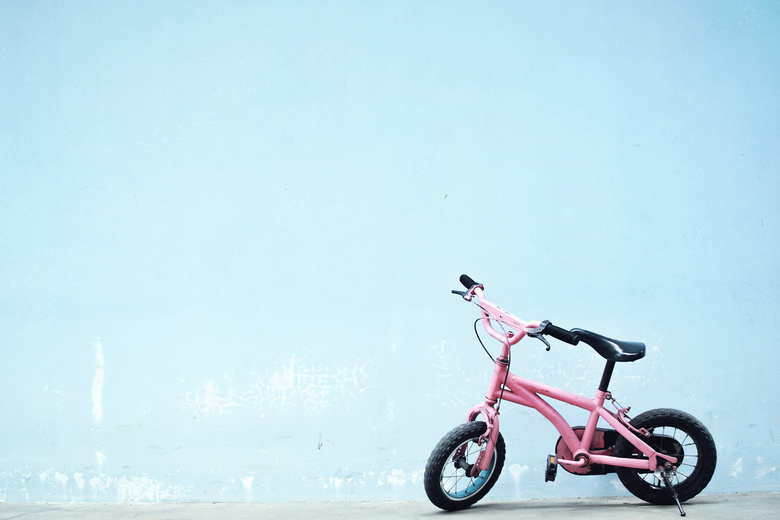 自行车 少女 粉红色 