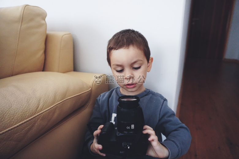 男孩 照相机 小孩