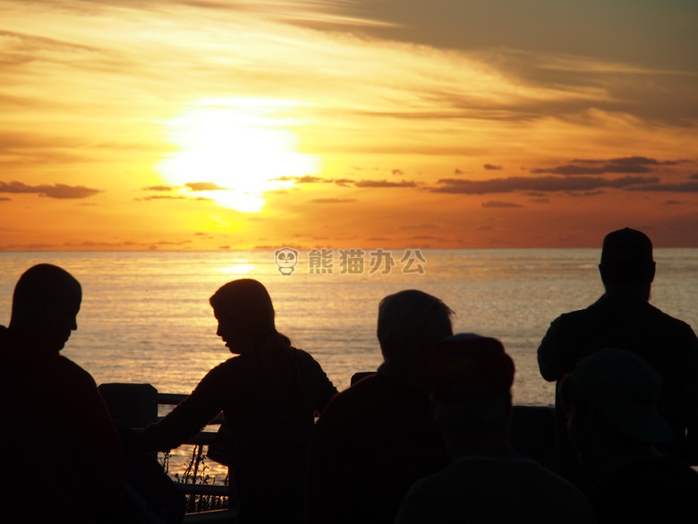 海洋 轮廓 日落