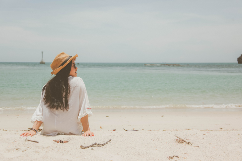 海滩 帽子 海洋 