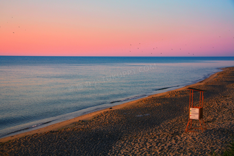 海滩 黎明 桌面 