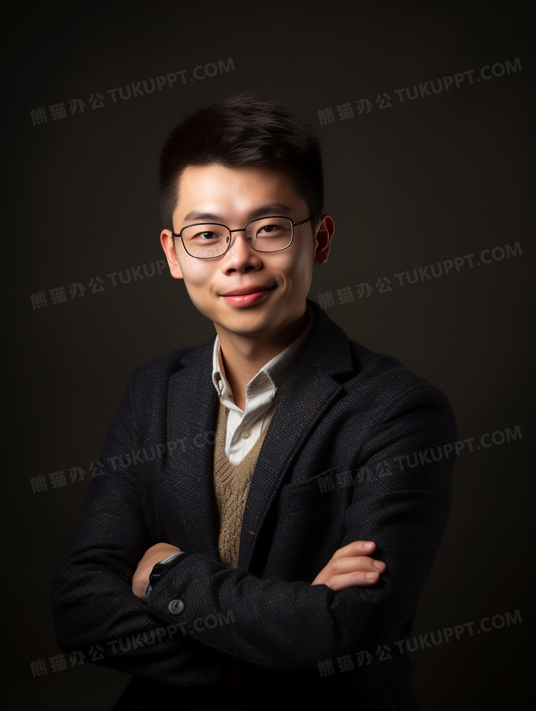 戴眼镜的中国男性职业形象照片