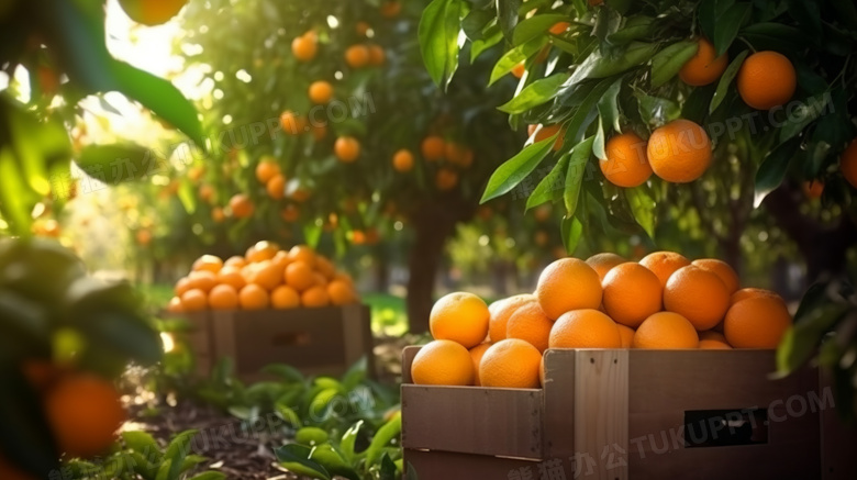 果园丰收的橘子摄影图