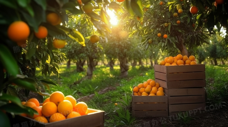 果园丰收的橘子摄影图