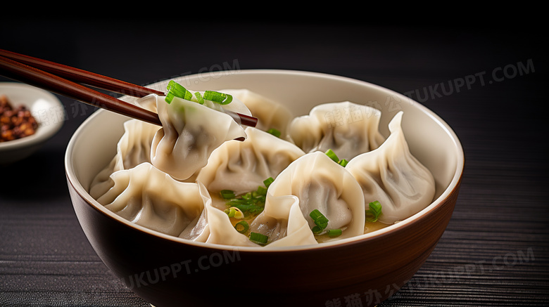 中国的传统美食饺子摄影图