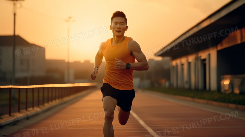 早晨运动员练习跑步高清摄影图