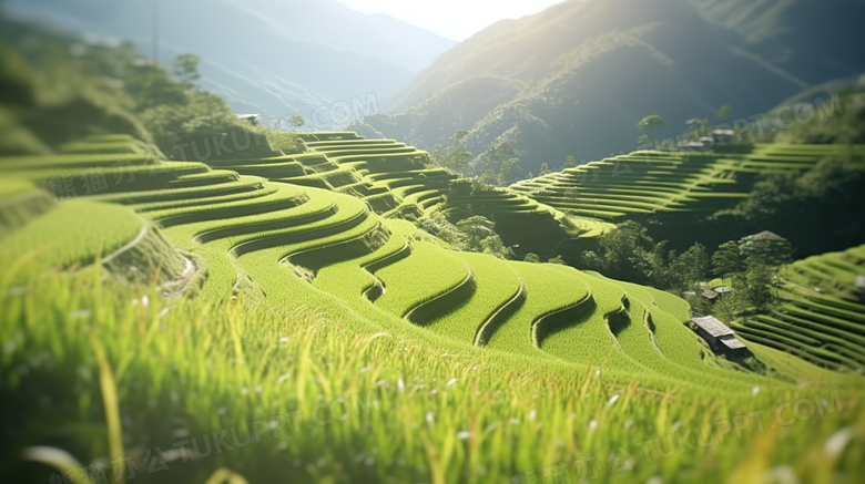 绿色植物梯田风景