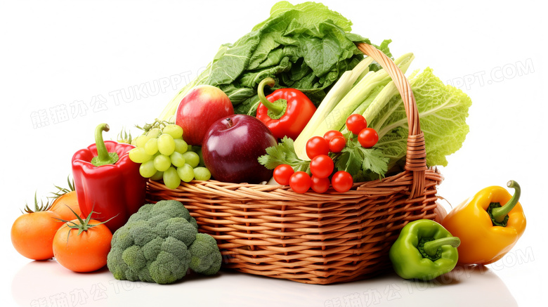 高清新鲜蔬菜水果篮子图片