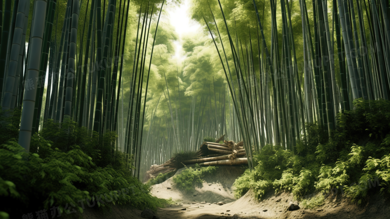 绿色茂盛的竹林风景