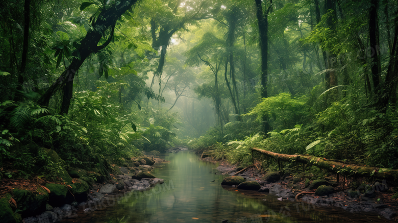 绿色茂盛森林摄影图