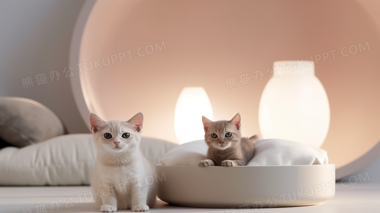 创意台灯下的萌宠猫咪摄影